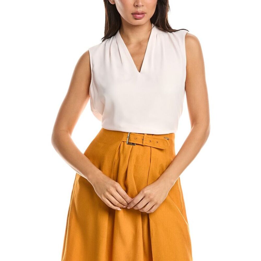 T Tahari Womens Pleated Shoulder Blouse, Pink
